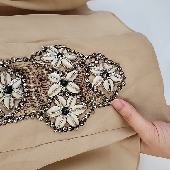 Designer Matthew Williamson Beaded Flounce Sleeve Sea Shell Top b84 - Picture 14 of 16